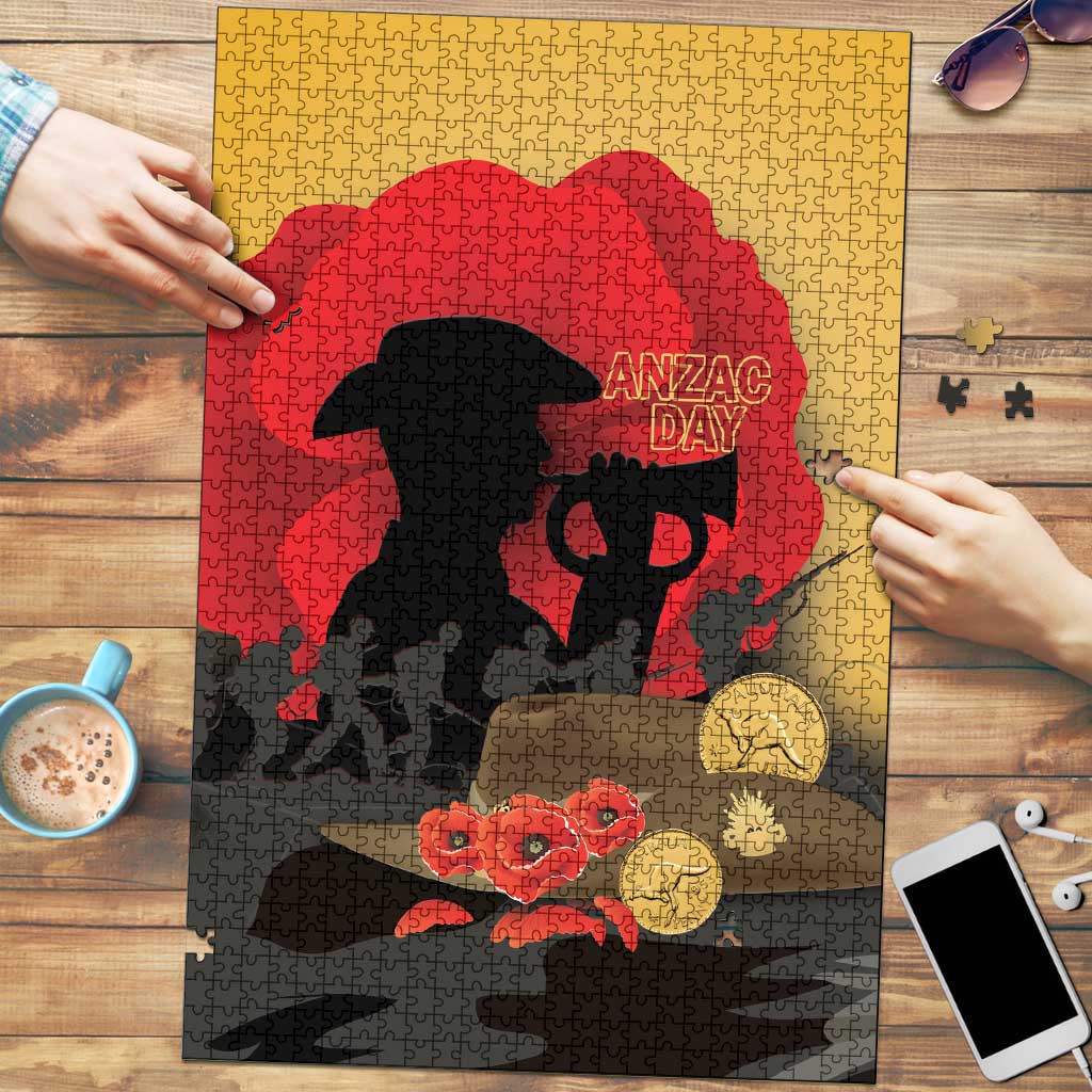 Australia Two-up Pennies ANZAC Day Puzzle Slouch Hat Last Post With Poppy