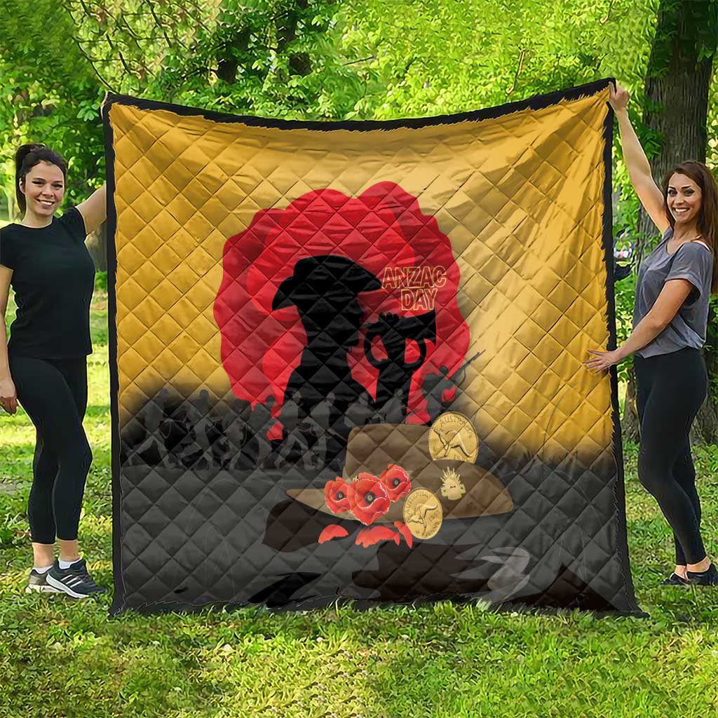 Australia Two-up Pennies ANZAC Day Quilt Slouch Hat Last Post With Poppy