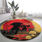Australia Two-up Pennies ANZAC Day Round Carpet Slouch Hat Last Post With Poppy