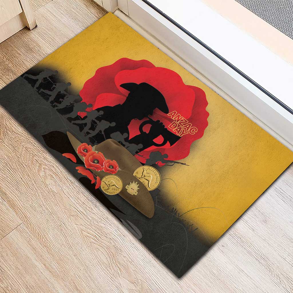 Australia Two-up Pennies ANZAC Day Rubber Doormat Slouch Hat Last Post With Poppy
