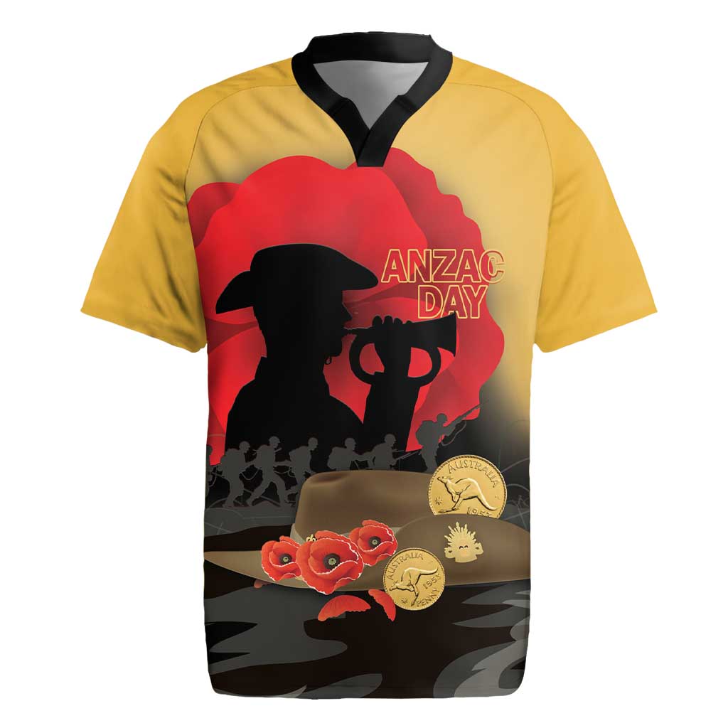 Australia Two-up Pennies ANZAC Day Rugby Jersey Slouch Hat Last Post With Poppy
