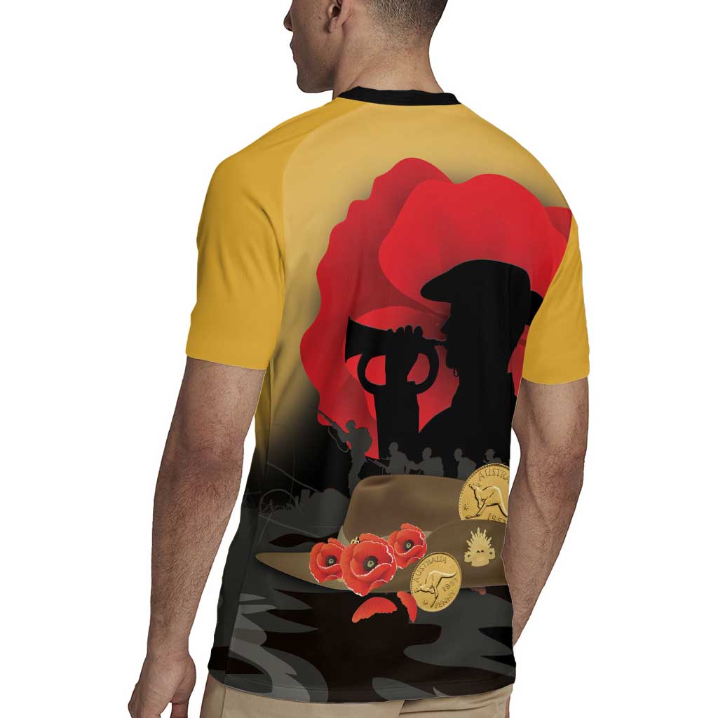 Australia Two-up Pennies ANZAC Day Rugby Jersey Slouch Hat Last Post With Poppy