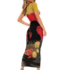 Australia Two-up Pennies ANZAC Day Short Sleeve Bodycon Dress Slouch Hat Last Post With Poppy