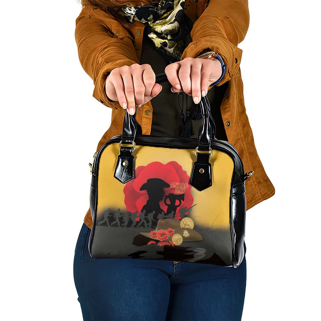 Australia Two-up Pennies ANZAC Day Shoulder Handbag Slouch Hat Last Post With Poppy