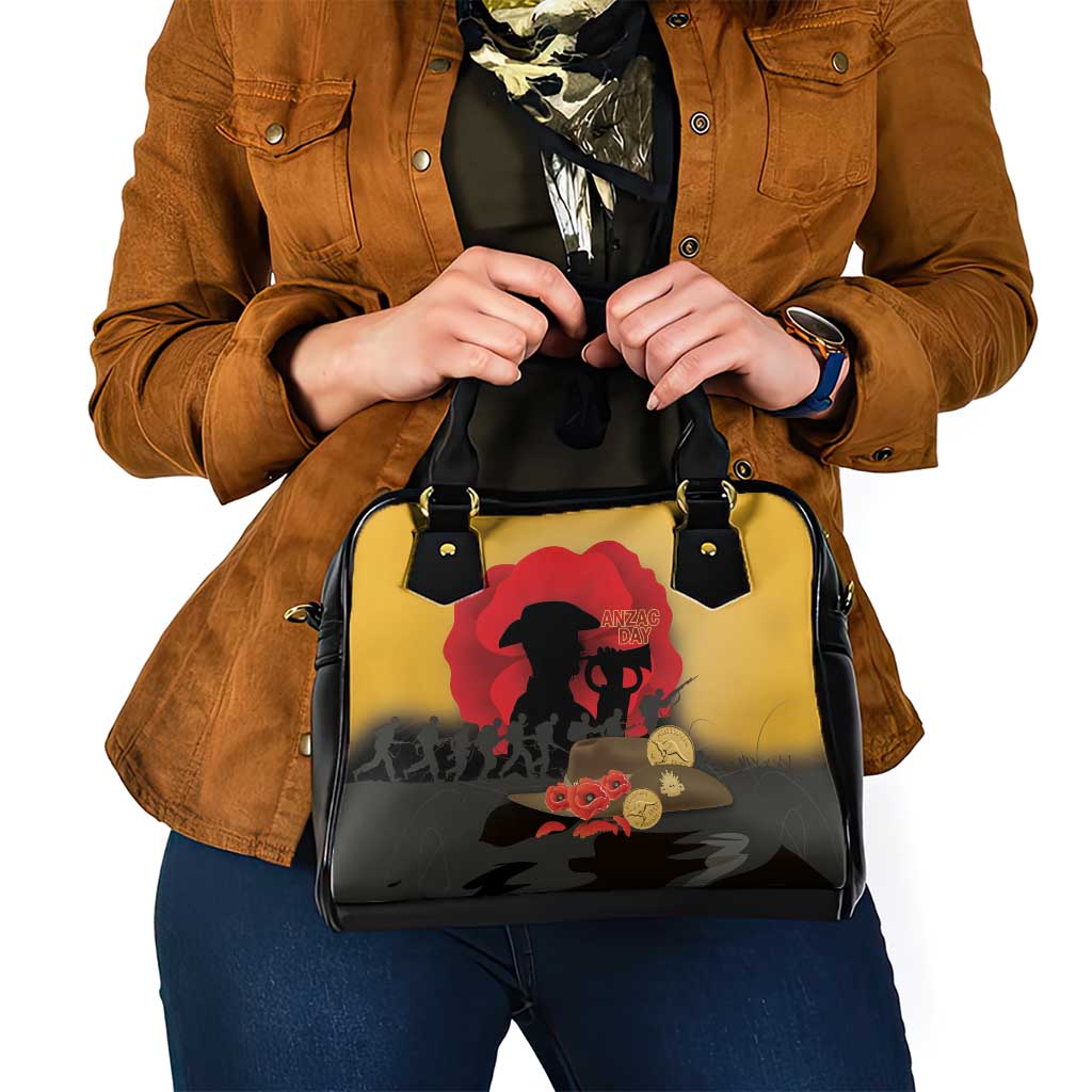 Australia Two-up Pennies ANZAC Day Shoulder Handbag Slouch Hat Last Post With Poppy