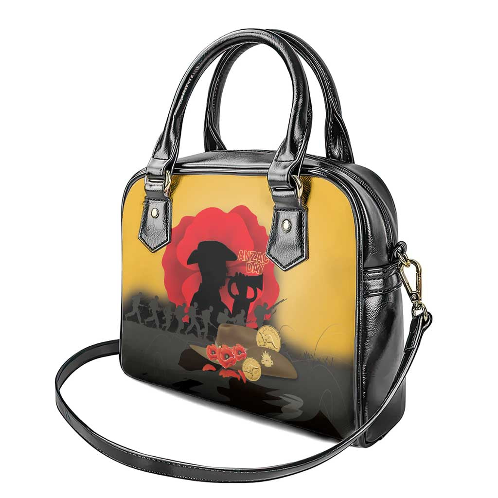 Australia Two-up Pennies ANZAC Day Shoulder Handbag Slouch Hat Last Post With Poppy
