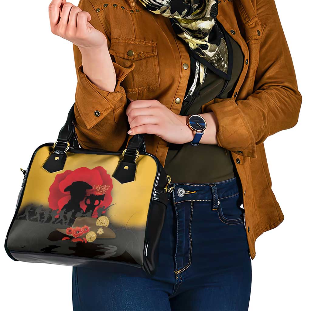 Australia Two-up Pennies ANZAC Day Shoulder Handbag Slouch Hat Last Post With Poppy