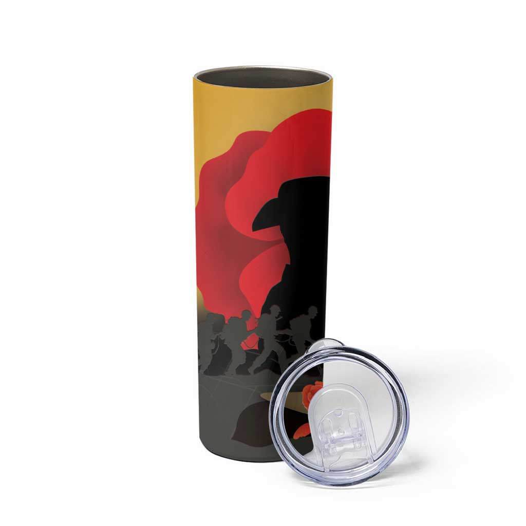 Australia Two-up Pennies ANZAC Day Skinny Tumbler Slouch Hat Last Post With Poppy