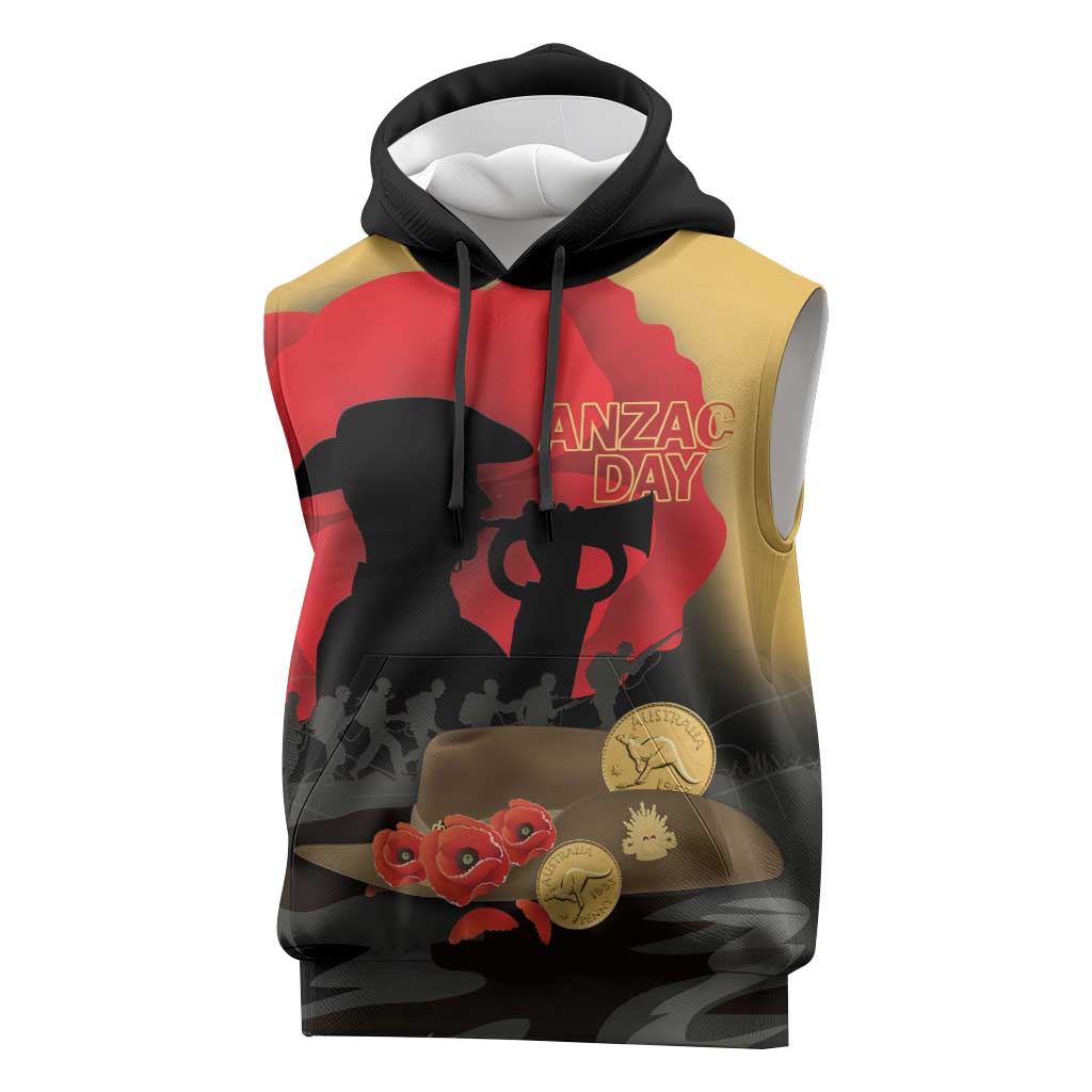 Australia Two-up Pennies ANZAC Day Sleeveless Hoodie Slouch Hat Last Post With Poppy
