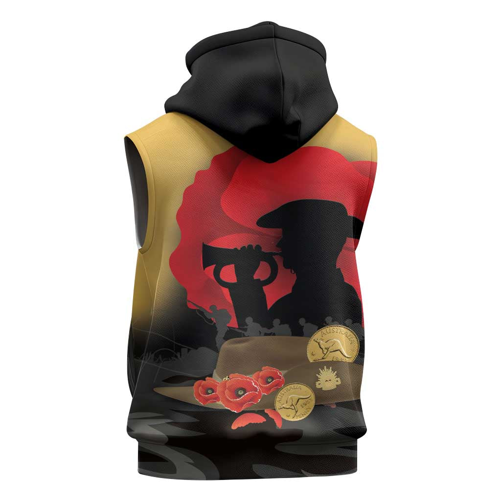 Australia Two-up Pennies ANZAC Day Sleeveless Hoodie Slouch Hat Last Post With Poppy