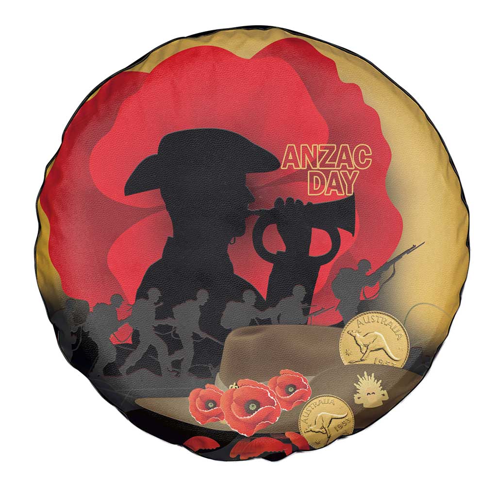 Australia Two-up Pennies ANZAC Day Spare Tire Cover Slouch Hat Last Post With Poppy