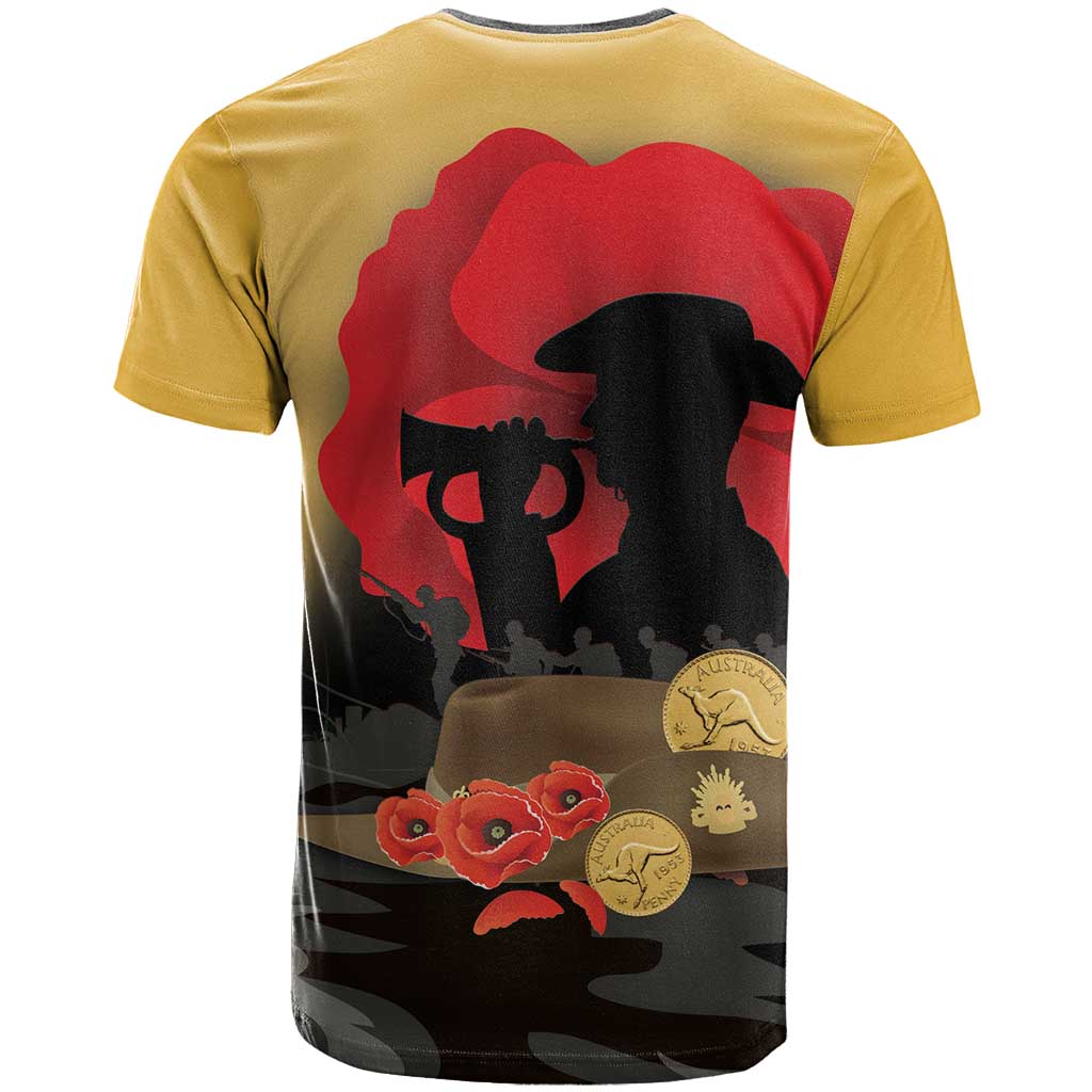 Australia Two-up Pennies ANZAC Day T Shirt Slouch Hat Last Post With Poppy