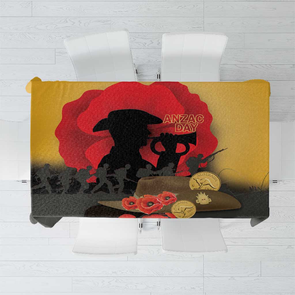 Australia Two-up Pennies ANZAC Day Tablecloth Slouch Hat Last Post With Poppy