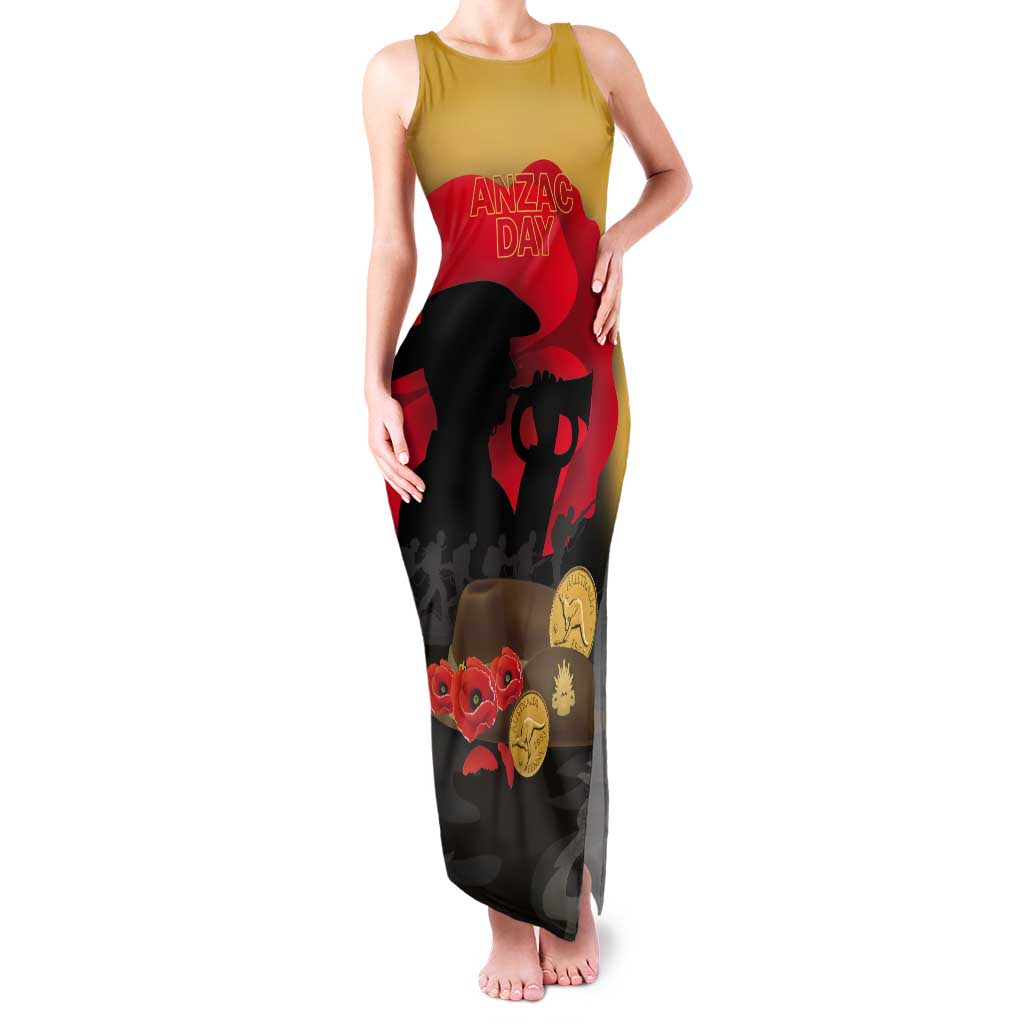 Australia Two-up Pennies ANZAC Day Tank Maxi Dress Slouch Hat Last Post With Poppy