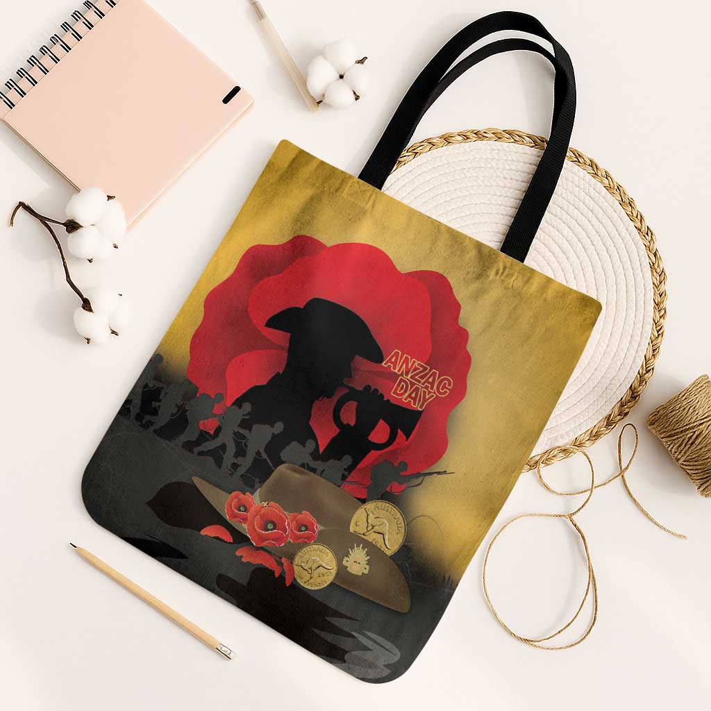 Australia Two-up Pennies ANZAC Day Tote Bag Slouch Hat Last Post With Poppy