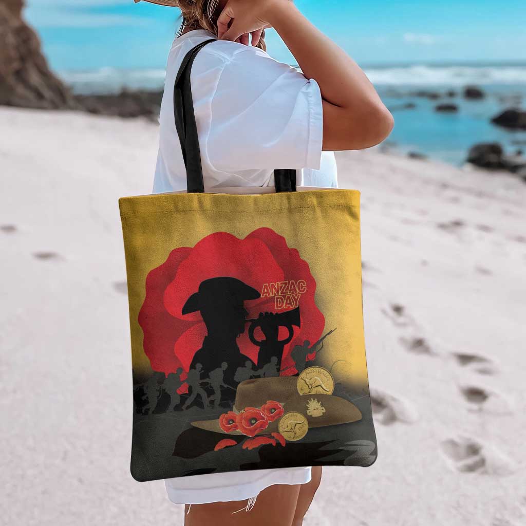 Australia Two-up Pennies ANZAC Day Tote Bag Slouch Hat Last Post With Poppy