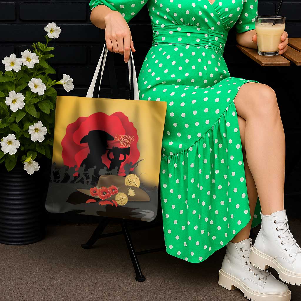 Australia Two-up Pennies ANZAC Day Tote Bag Slouch Hat Last Post With Poppy