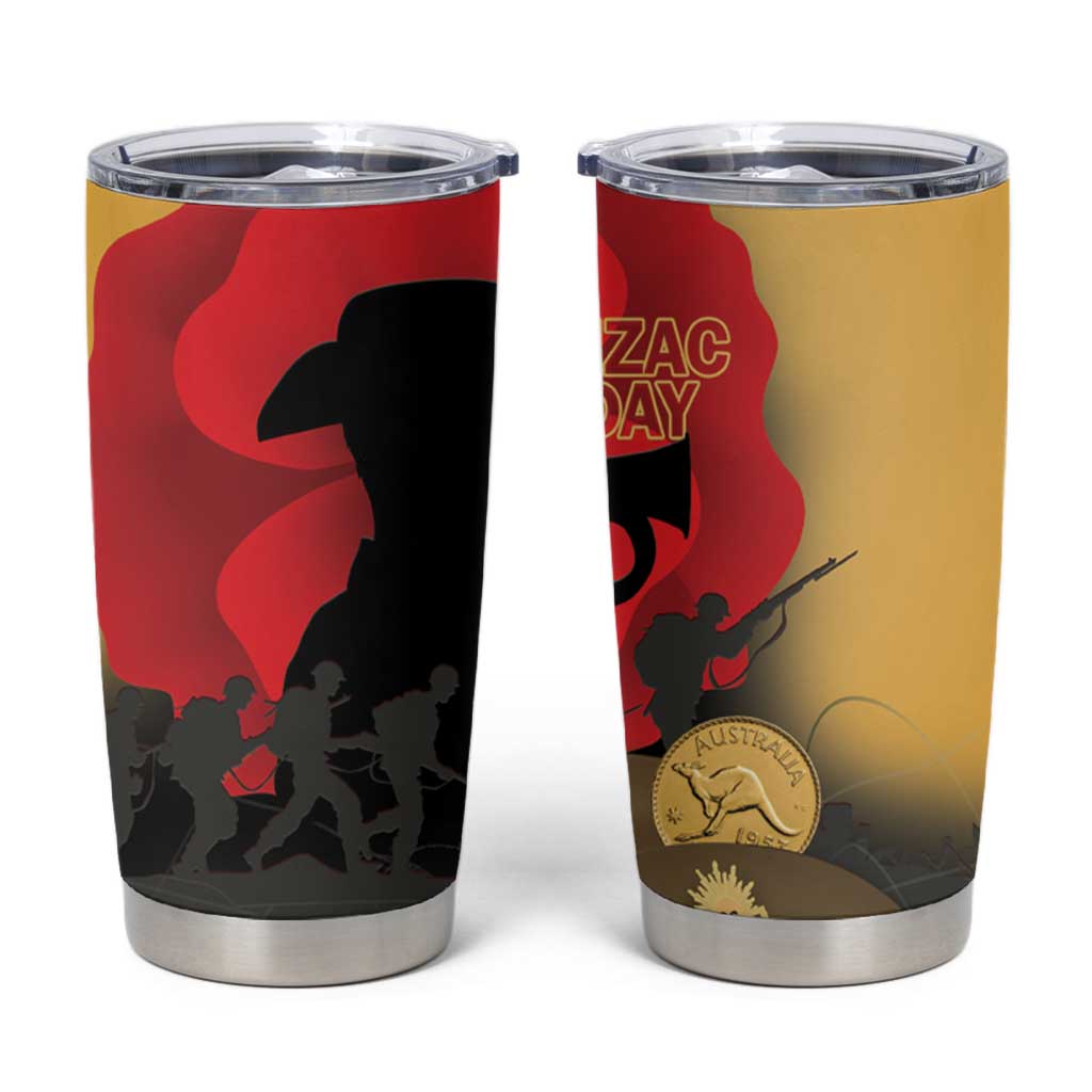 Australia Two-up Pennies ANZAC Day Tumbler Cup Slouch Hat Last Post With Poppy