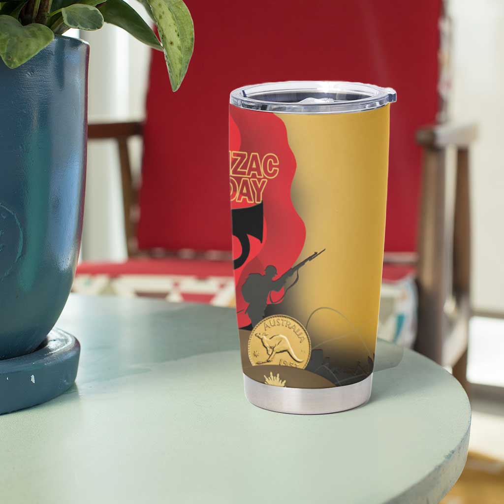 Australia Two-up Pennies ANZAC Day Tumbler Cup Slouch Hat Last Post With Poppy