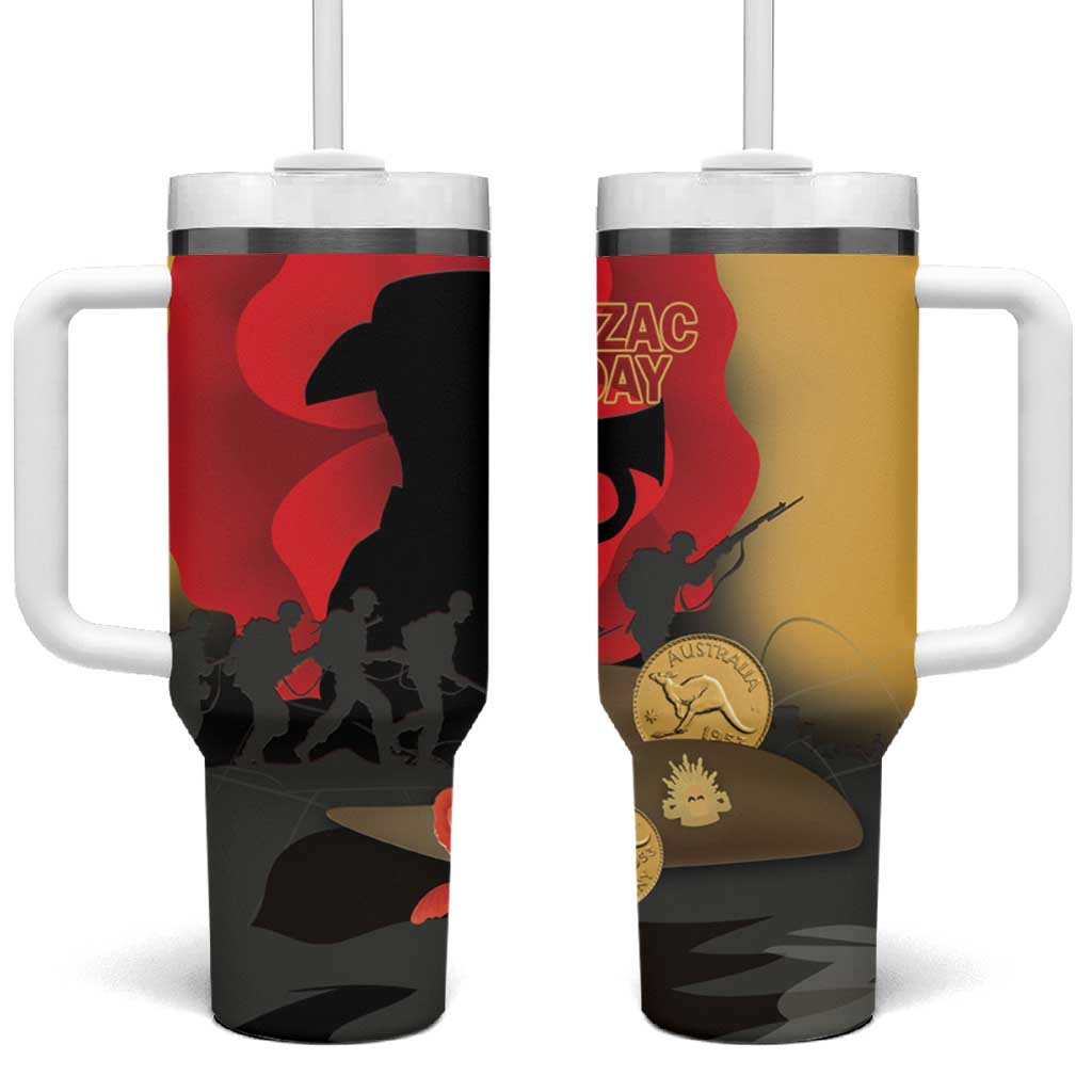 Australia Two-up Pennies ANZAC Day Tumbler With Handle Slouch Hat Last Post With Poppy