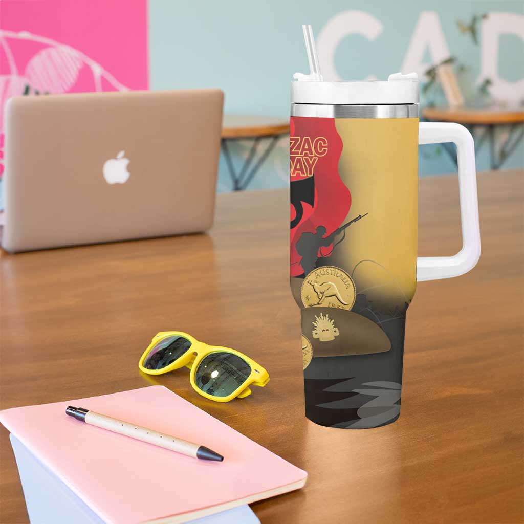 Australia Two-up Pennies ANZAC Day Tumbler With Handle Slouch Hat Last Post With Poppy