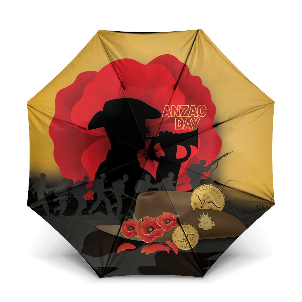 Australia Two-up Pennies ANZAC Day Umbrella Slouch Hat Last Post With Poppy