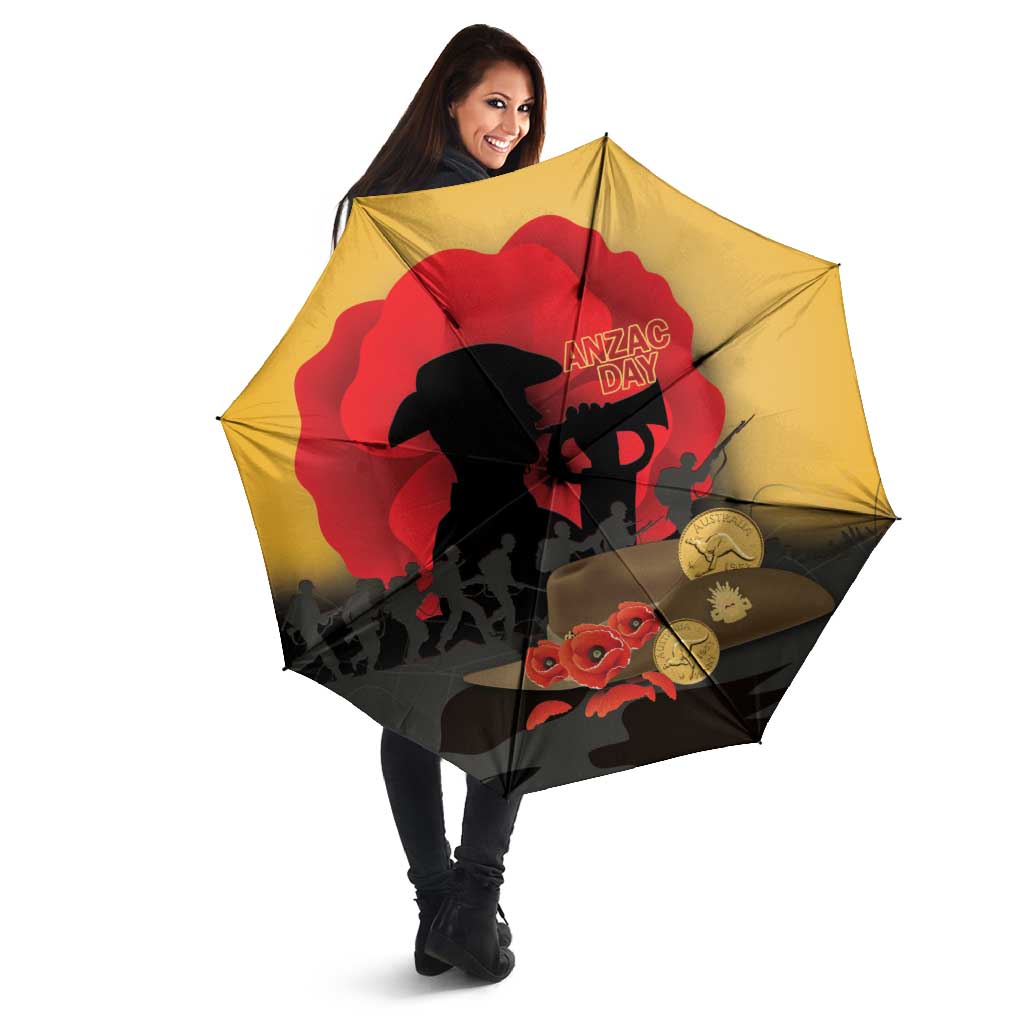 Australia Two-up Pennies ANZAC Day Umbrella Slouch Hat Last Post With Poppy
