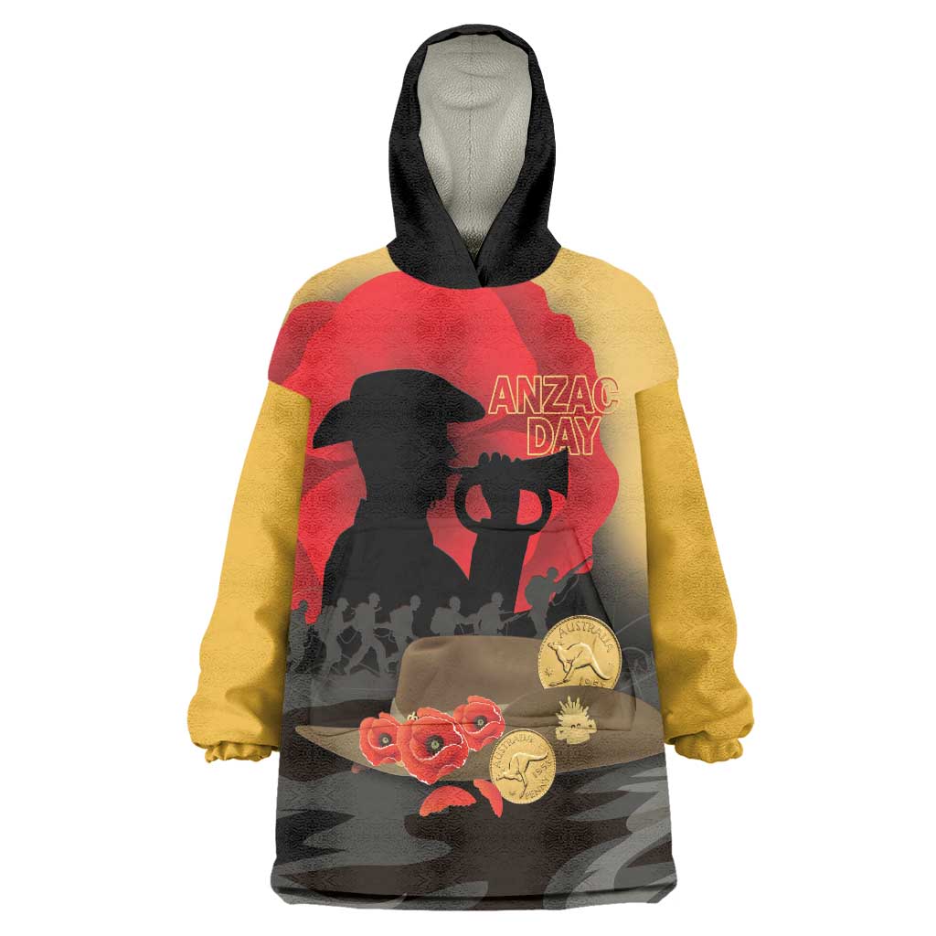 Australia Two-up Pennies ANZAC Day Wearable Blanket Hoodie Slouch Hat Last Post With Poppy