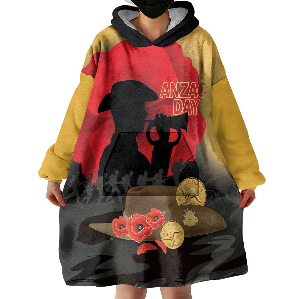 Australia Two-up Pennies ANZAC Day Wearable Blanket Hoodie Slouch Hat Last Post With Poppy