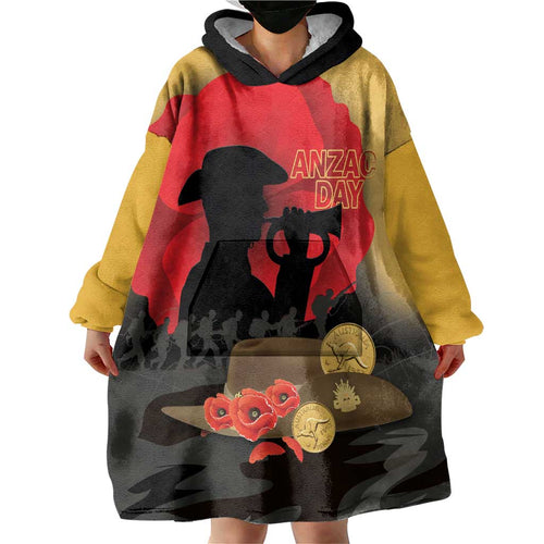 Australia Two-up Pennies ANZAC Day Wearable Blanket Hoodie Slouch Hat Last Post With Poppy