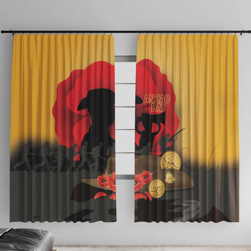 Australia Two-up Pennies ANZAC Day Window Curtain Slouch Hat Last Post With Poppy