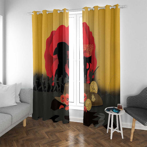 Australia Two-up Pennies ANZAC Day Window Curtain Slouch Hat Last Post With Poppy