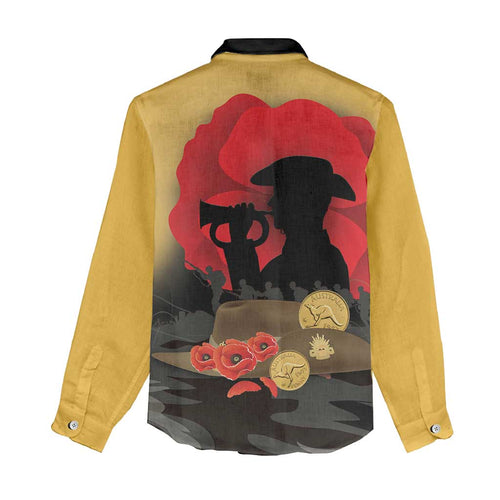 Australia Two-up Pennies ANZAC Day Women Casual Shirt Slouch Hat Last Post With Poppy