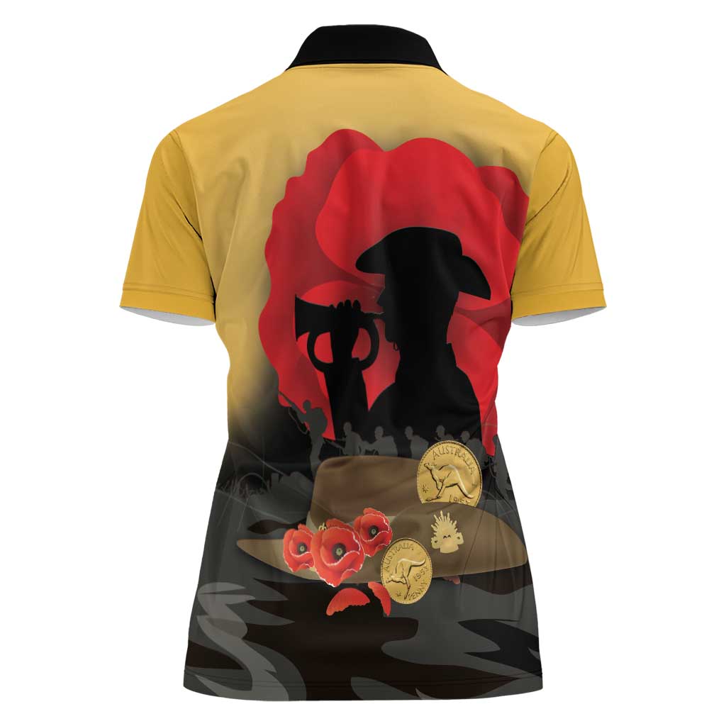 Australia Two-up Pennies ANZAC Day Women Polo Shirt Slouch Hat Last Post With Poppy
