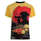 Australia Two-up Pennies ANZAC Day Women V-Neck T-Shirt Slouch Hat Last Post With Poppy