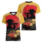Australia Two-up Pennies ANZAC Day Women V-Neck T-Shirt Slouch Hat Last Post With Poppy