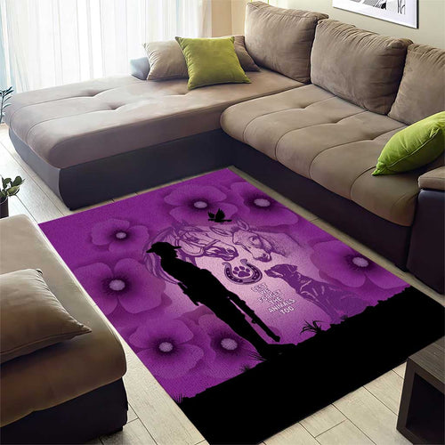 Australia Animals ANZAC Day Area Rug Lest We Forget The Animals Too Purple Poppy