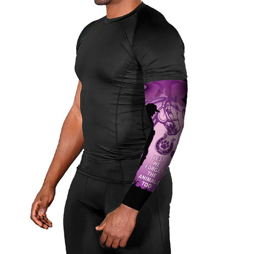 Australia Animals ANZAC Day Arm Sleeves Lest We Forget The Animals Too Purple Poppy