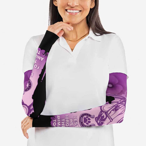 Australia Animals ANZAC Day Arm Sleeves Lest We Forget The Animals Too Purple Poppy