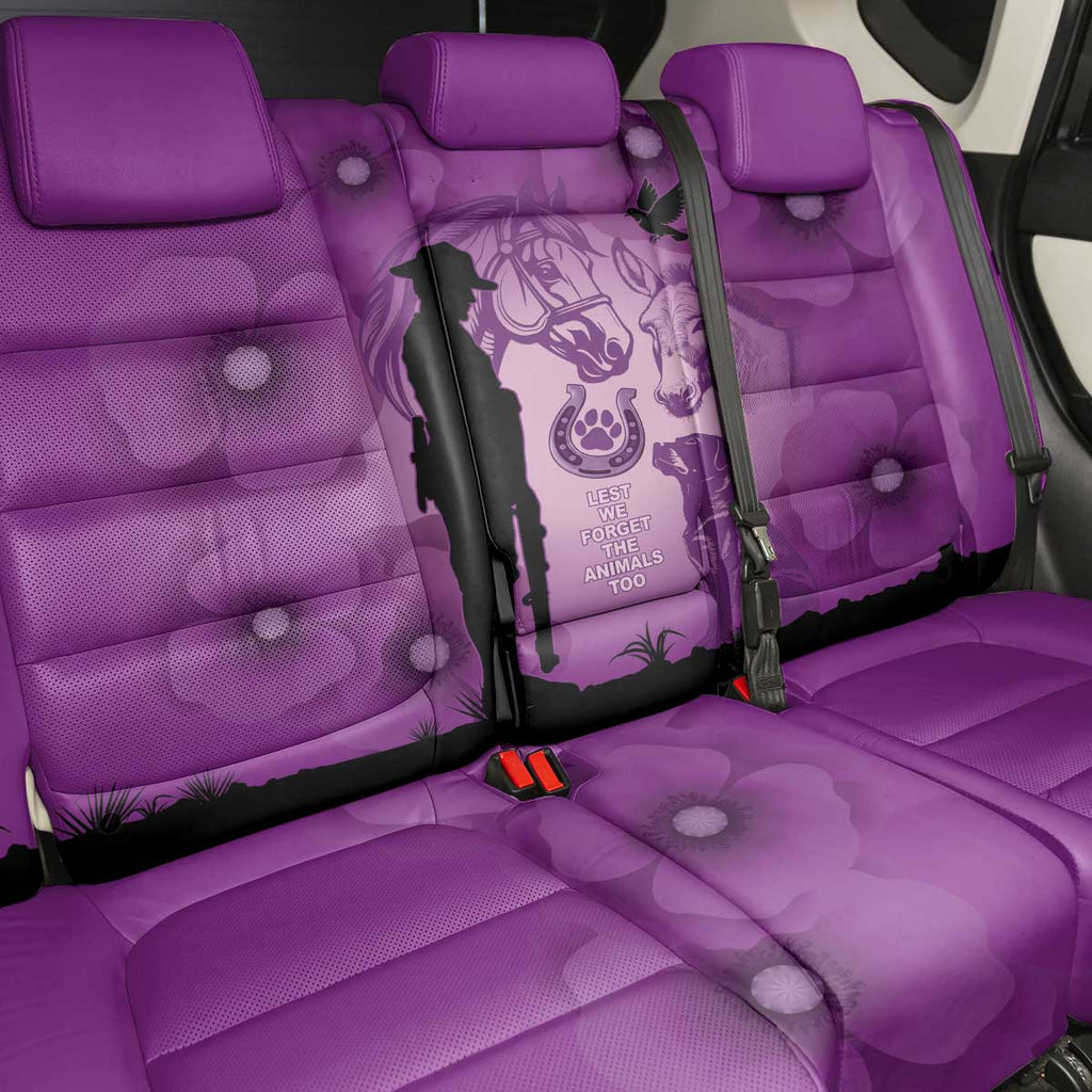 Australia Animals ANZAC Day Back Car Seat Cover Lest We Forget The Animals Too Purple Poppy