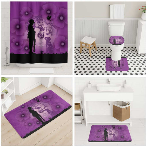 Australia Animals ANZAC Day Bathroom Set Lest We Forget The Animals Too Purple Poppy