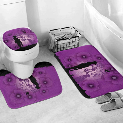 Australia Animals ANZAC Day Bathroom Set Lest We Forget The Animals Too Purple Poppy
