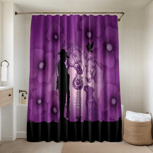 Australia Animals ANZAC Day Bathroom Set Lest We Forget The Animals Too Purple Poppy