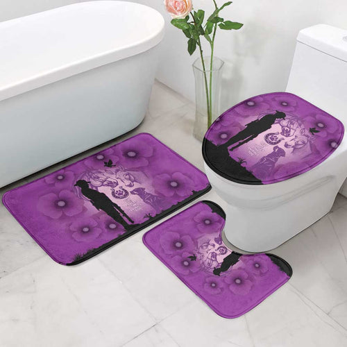 Australia Animals ANZAC Day Bathroom Set Lest We Forget The Animals Too Purple Poppy