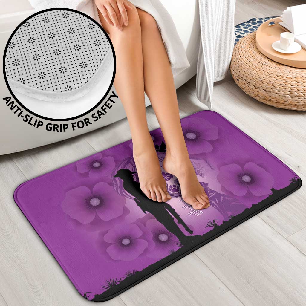 Australia Animals ANZAC Day Bathroom Set Lest We Forget The Animals Too Purple Poppy