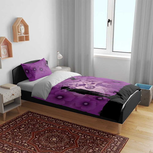 Australia Animals ANZAC Day Bedding Set Lest We Forget The Animals Too Purple Poppy
