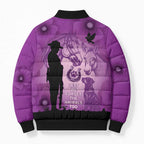 Australia Animals ANZAC Day Bomber Puffer Jacket Lest We Forget The Animals Too Purple Poppy