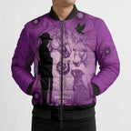 Australia Animals ANZAC Day Bomber Puffer Jacket Lest We Forget The Animals Too Purple Poppy