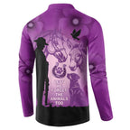 Australia Animals ANZAC Day Button Sweatshirt Lest We Forget The Animals Too Purple Poppy