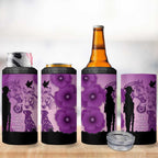 Australia Animals ANZAC Day 4 in 1 Can Cooler Tumbler Lest We Forget The Animals Too Purple Poppy